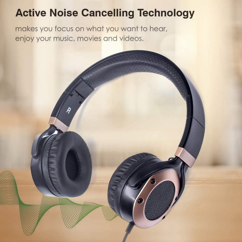MONODEAL Active Noise Cancelling Headphones with Microphone and Airplane Adapter, Folding and Lightweight Travel Headsets, Hi-Fi Deep Bass Wired Headphones with Carrying Case - Image 3